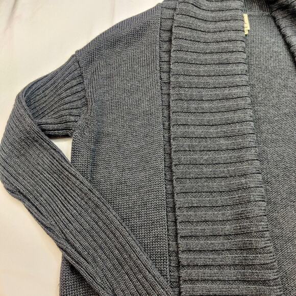 Haute Hippie 100% Merino Wool Longline Charcoal Gray Knit Open Cardigan XS/S - Picture 3 of 9